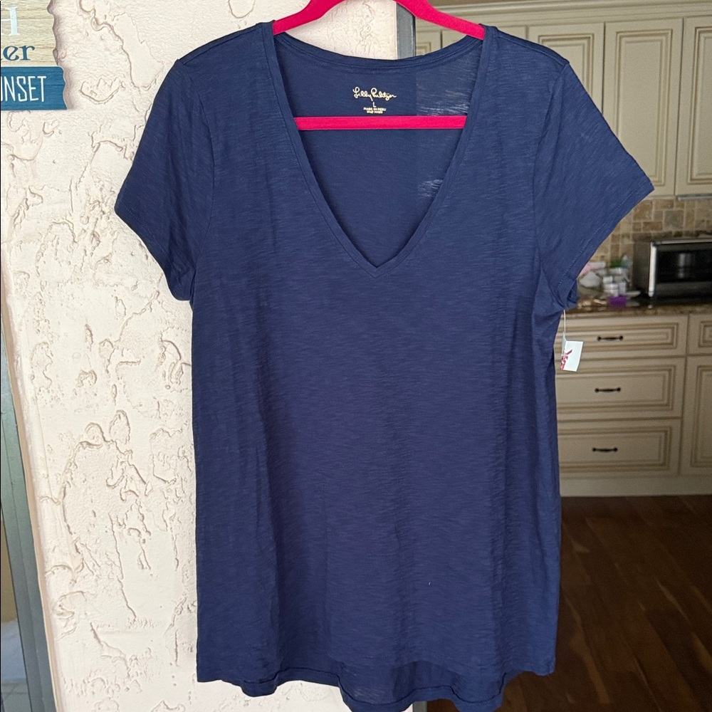 Lilly Pulitzer Deep Blue V-Neck Tee